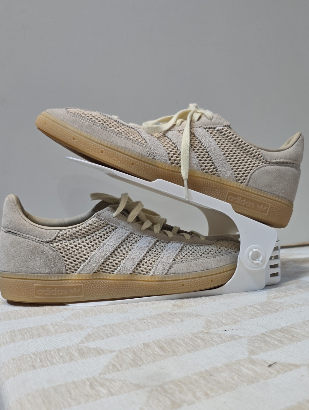 adidas Men’s Cream Suede & Mesh Sneakers with Gum Sole
